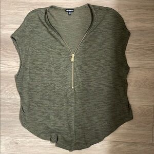 Express Olive Green Zip-Up Women's Top